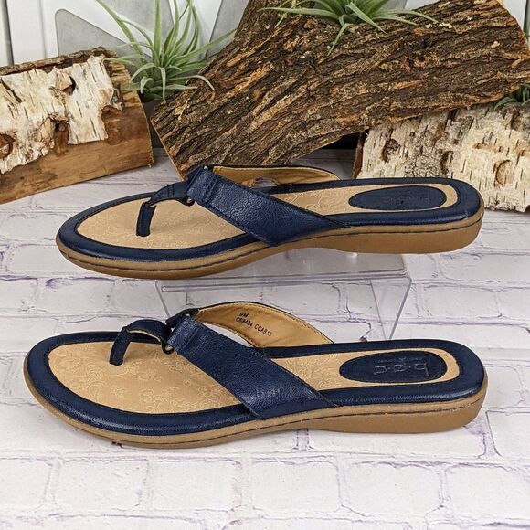 Boc Womens Slip On Leather Sandals Flip Flops - Navy Blue - Picture 4 of 9